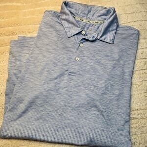 Walter Hagen Polo Shirt Men XL Extra Large Blue White Pinstripe Performance Golf